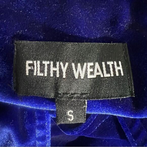 Filthy Wealth jacket electric blue‎ faux suede long sleeve button up casual -1 - Picture 5 of 5